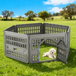 Bencmate Lockable 6 Panel Plastic Free-standing Dog Gate, Grey slide 2 of 8