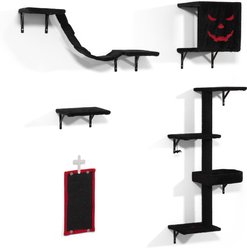 Bencmate Gothic Wooden Hanging Toy Cat Wall Shelves & Climber Set, Multicolor, 12.01 x 11.81 x 11.81-in, 5 count