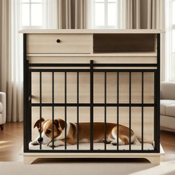 Bencmate Cage Furniture Chew Resistant Wooden Dog Crate, 36-in, Beige