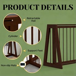 Bencmate Retractable Wooden Free-standing Dog Gate, Brown, 22 x 74.8-in slide 2 of 8