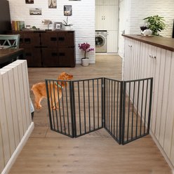 Bencmate Folding Wooden Free-standing Dog Gate, 24 x 72.4-in, Black slide 2 of 8
