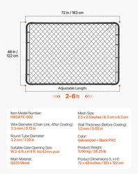 Bencmate Chain Link Fence Gate Adjustable Metal Free-standing Dog Gate, Black, 48 x 72-in slide 2 of 6