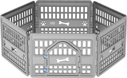 Bencmate Lockable 6 Panel Plastic Free-standing Dog Gate, Grey