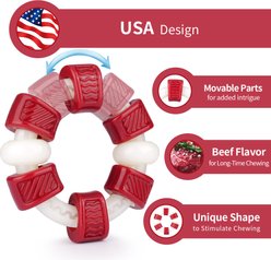 FrienHund Extra Tough Beef Flavor Chew Resistant Nylon Dog Toy, Red/White slide 2 of 7
