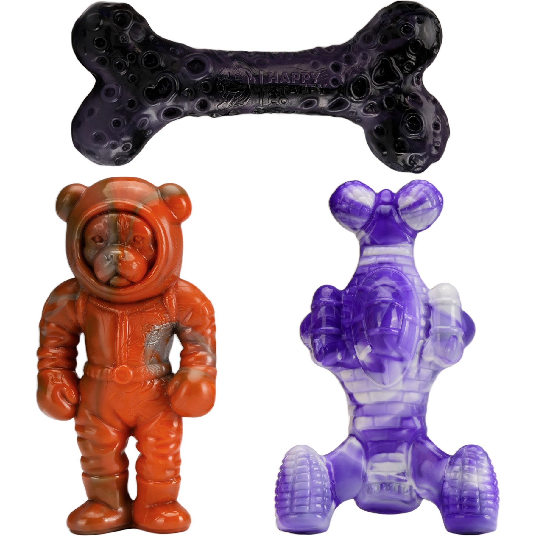 FrienHund Beef Flavor Tough Nylon Dog Chew Toy, Purple/Blue/Orange, 3 count