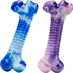 FrienHund Beef Flavor Classic Textured Nylon Chew Bone Dog Toy, Purple/Blue, 2 count