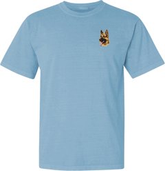 Teddy the Dog German Shepherd Dog Embroidered Classic Tee, Blue Breeze, Large