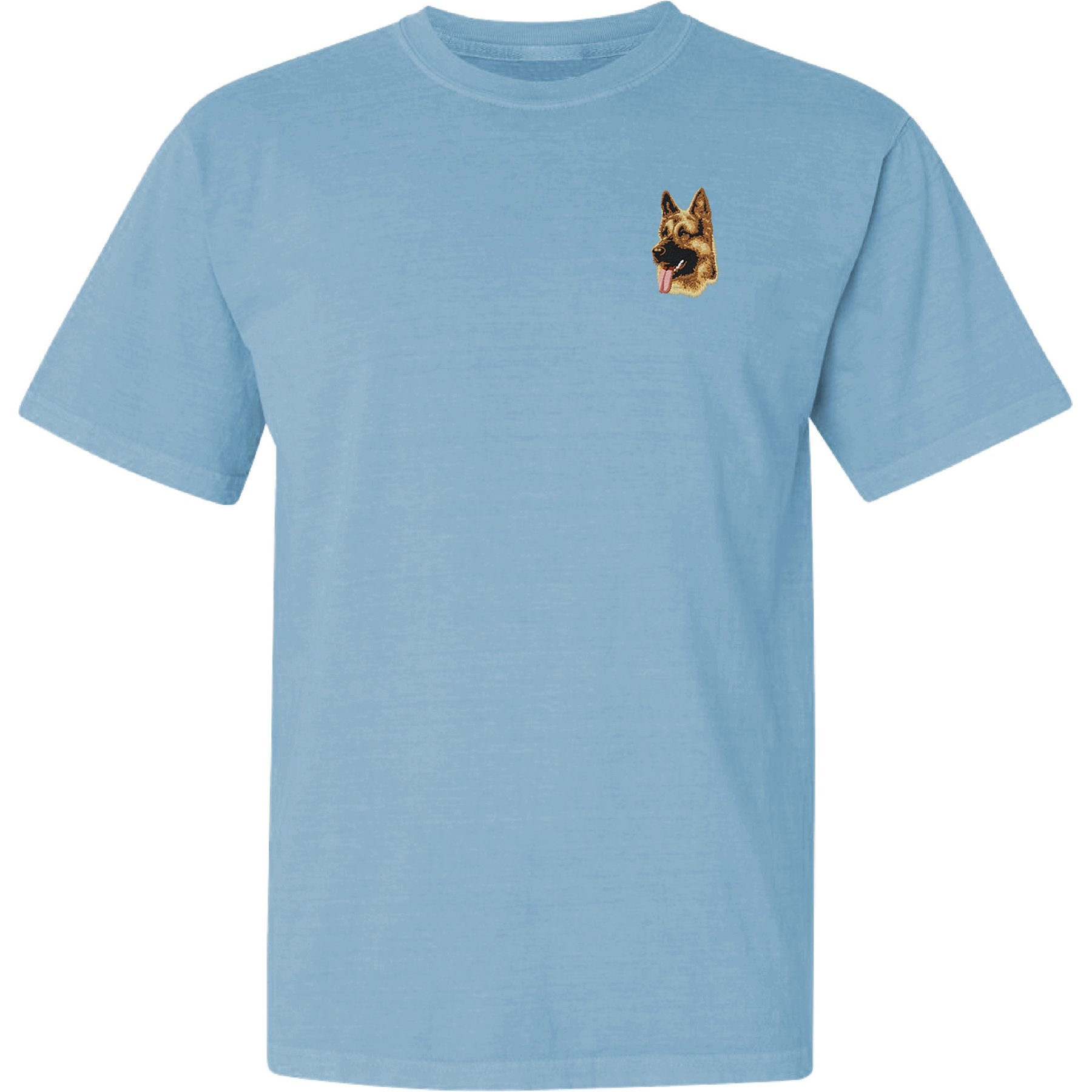 Teddy the Dog German Shepherd Dog Embroidered Classic Tee, Blue Breeze, XX-Large