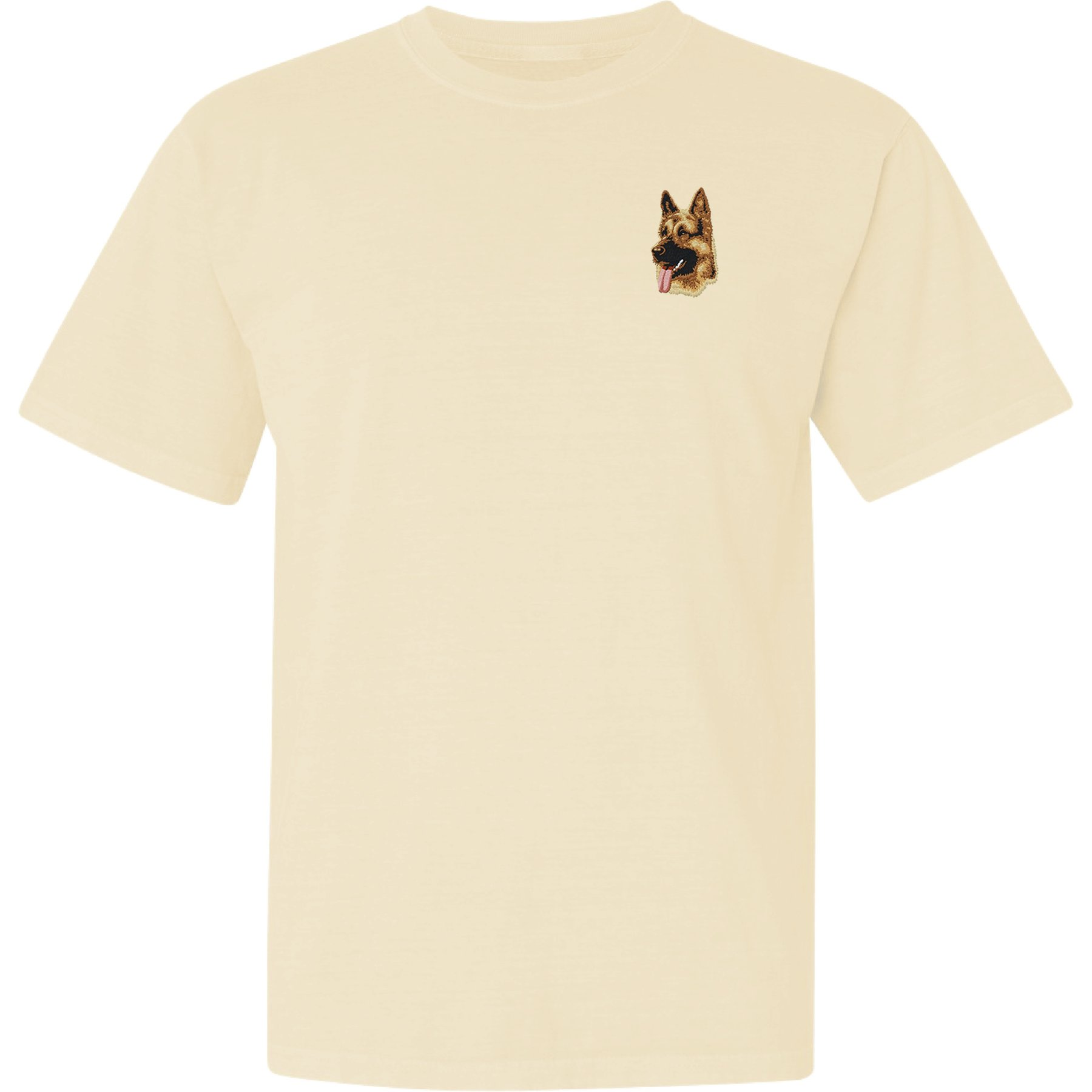 Teddy the Dog German Shepherd Dog Embroidered Classic Tee, Natural, X-Large