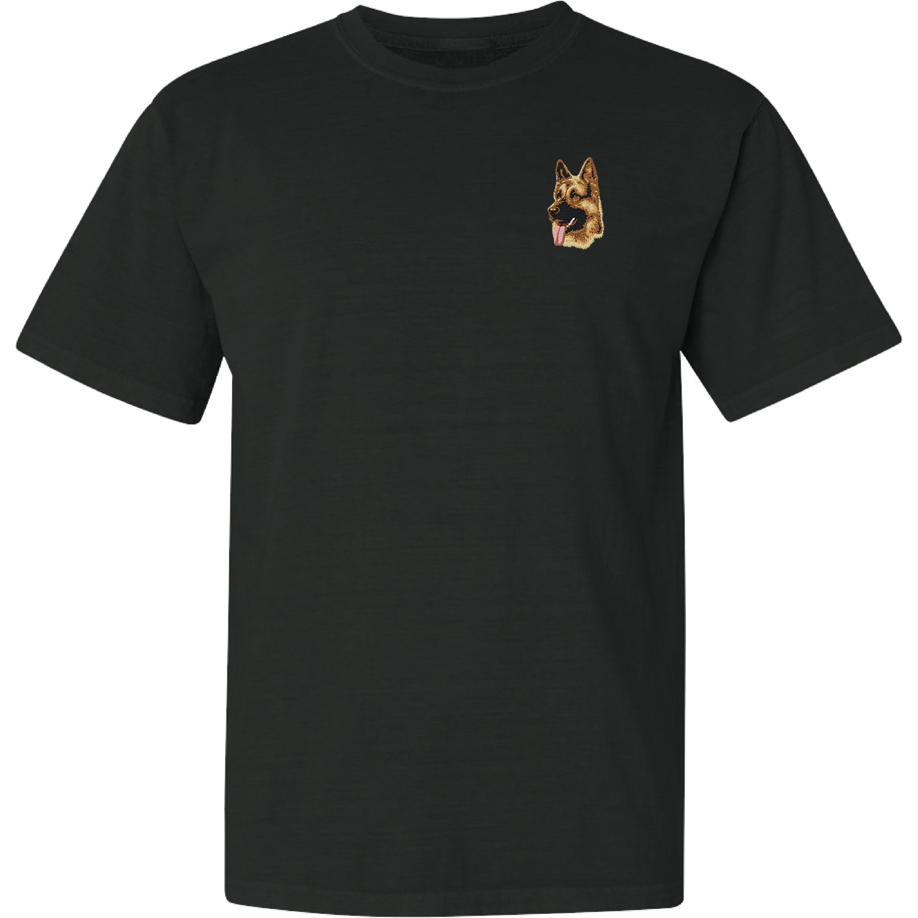 Teddy the Dog German Shepherd Dog Embroidered Classic Tee, Black, X-Large