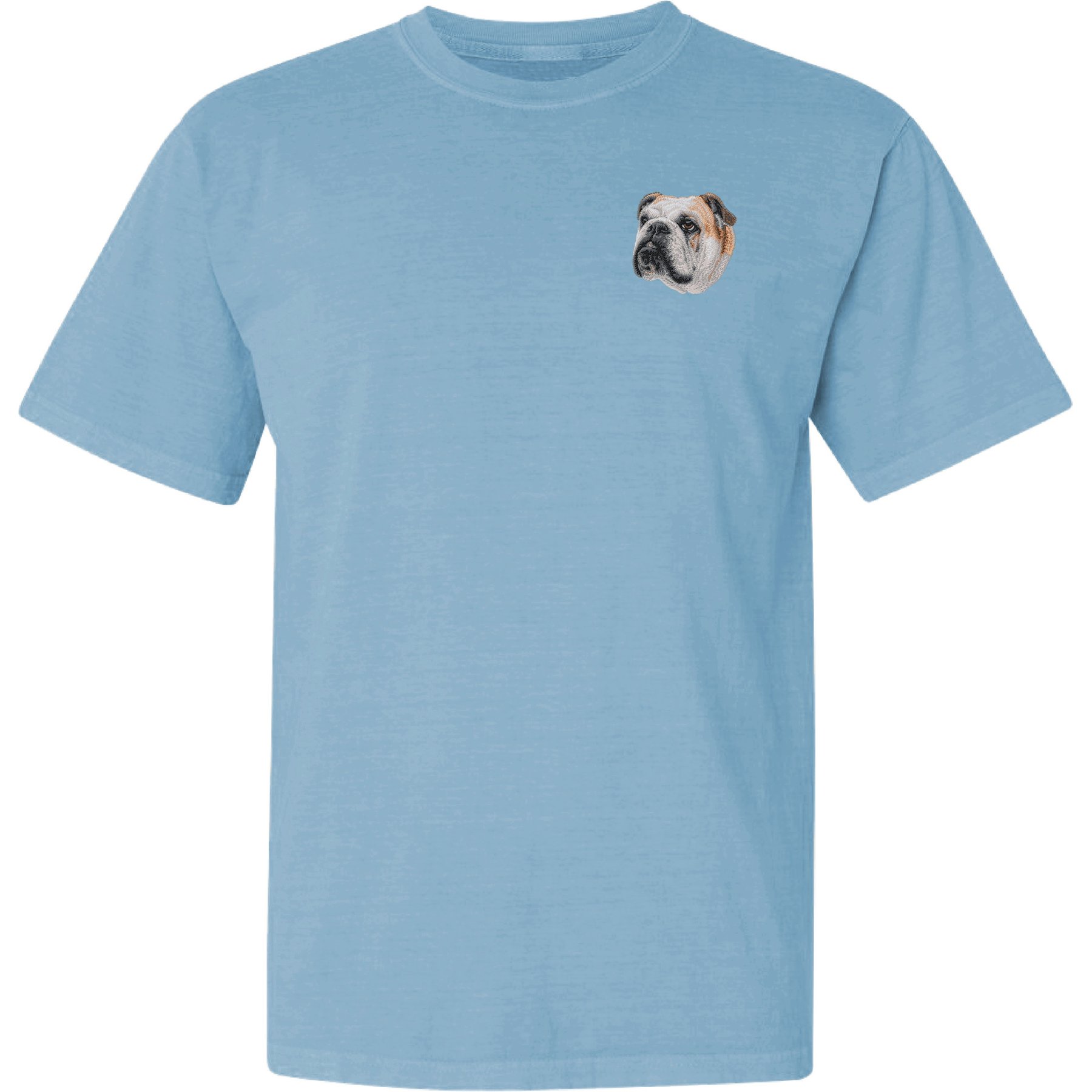 Teddy the Dog Bulldog Embroidered Classic Tee, Blue Breeze, XX-Large