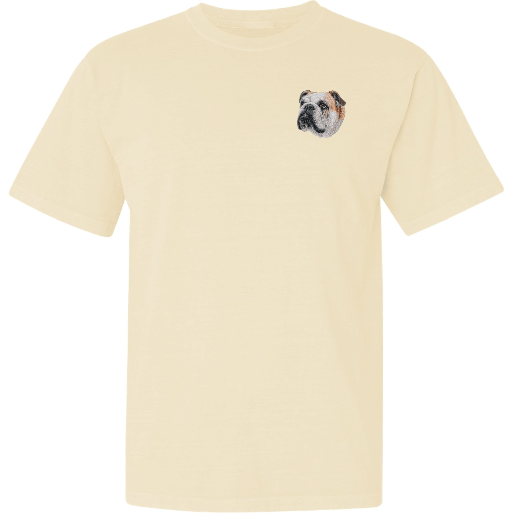 Teddy the Dog Bulldog Embroidered Classic Tee, Natural, XX-Large