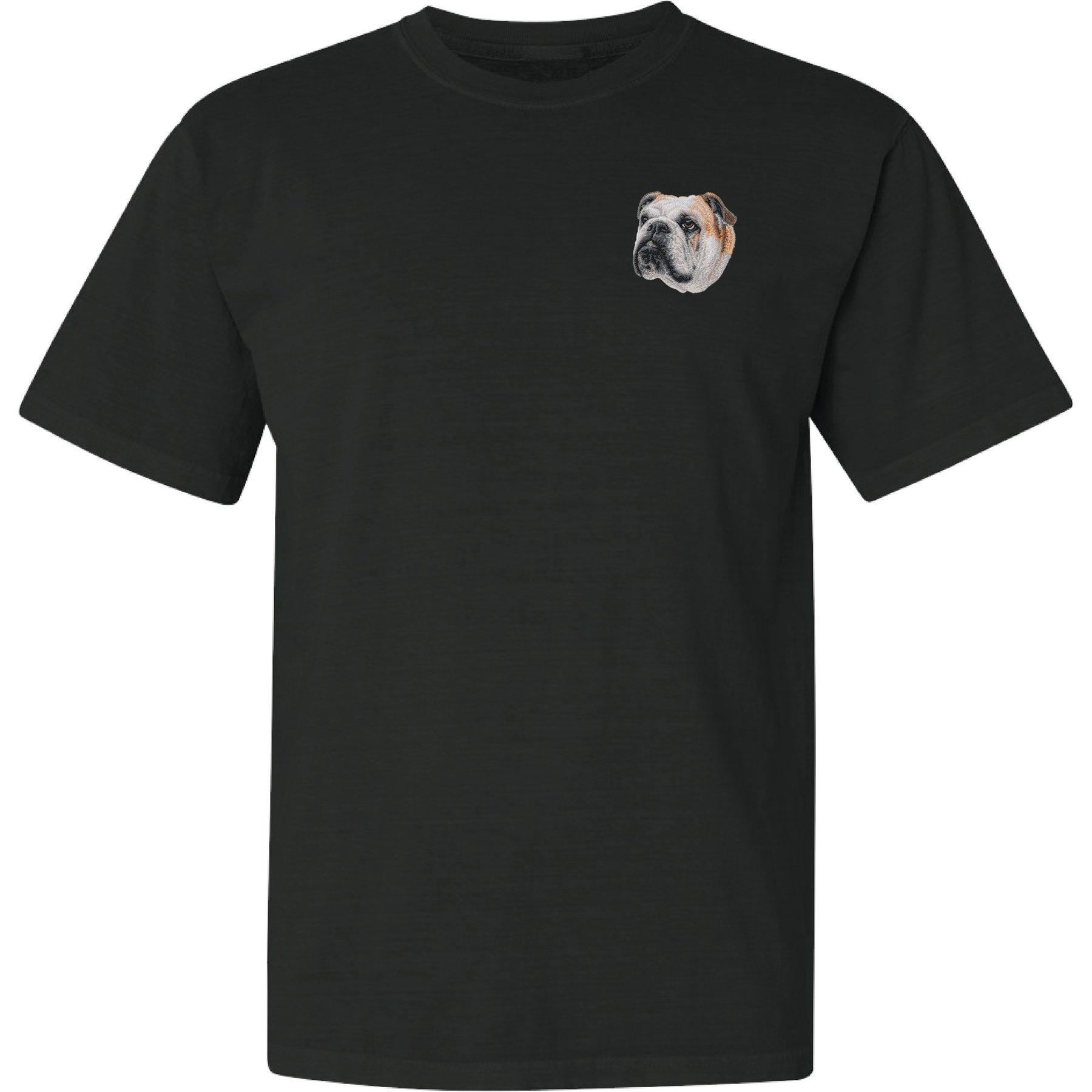 Teddy the Dog Bulldog Embroidered Classic Tee, Black, X-Large