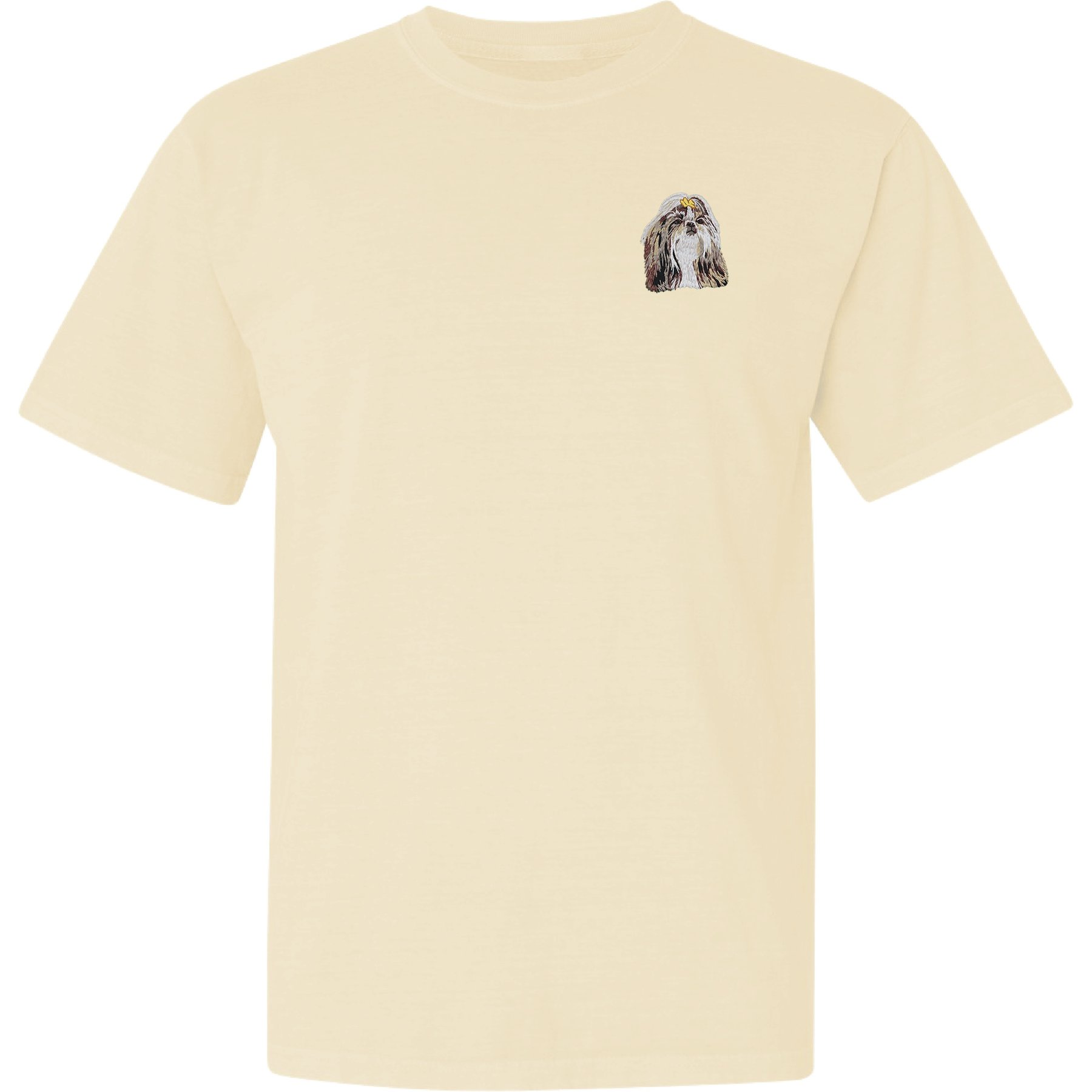 Teddy the Dog Shih Tzu Embroidered Classic Tee, Natural, Medium