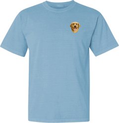 Teddy the Dog Golden Retriever Embroidered Classic Tee, Blue Breeze, XXX-Large