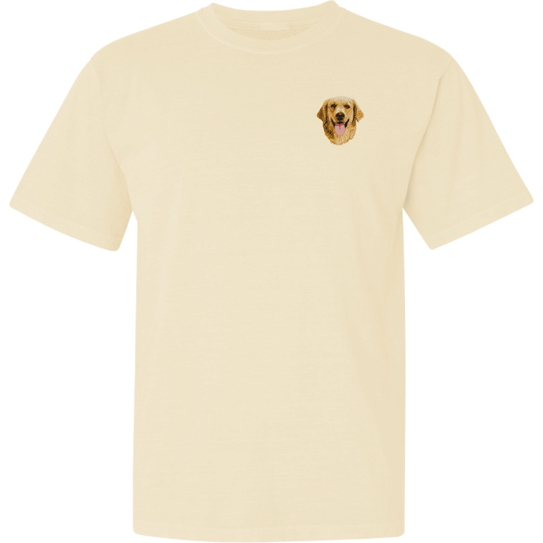 Teddy the Dog Golden Retriever Embroidered Classic Tee, Natural, Small