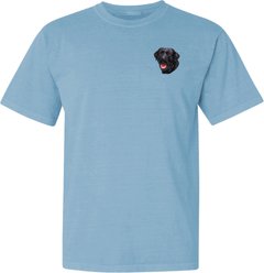 Teddy the Dog Black Labrador Retriever Embroidered Classic Tee, Blue Breeze, Medium
