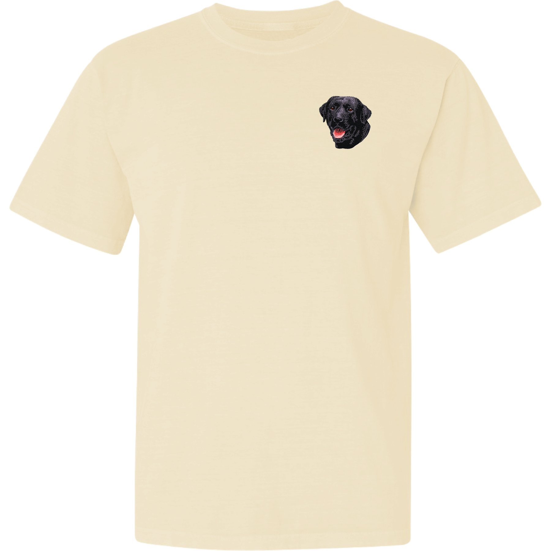 Teddy the Dog Black Labrador Retriever Embroidered Classic Tee, Natural, XX-Large