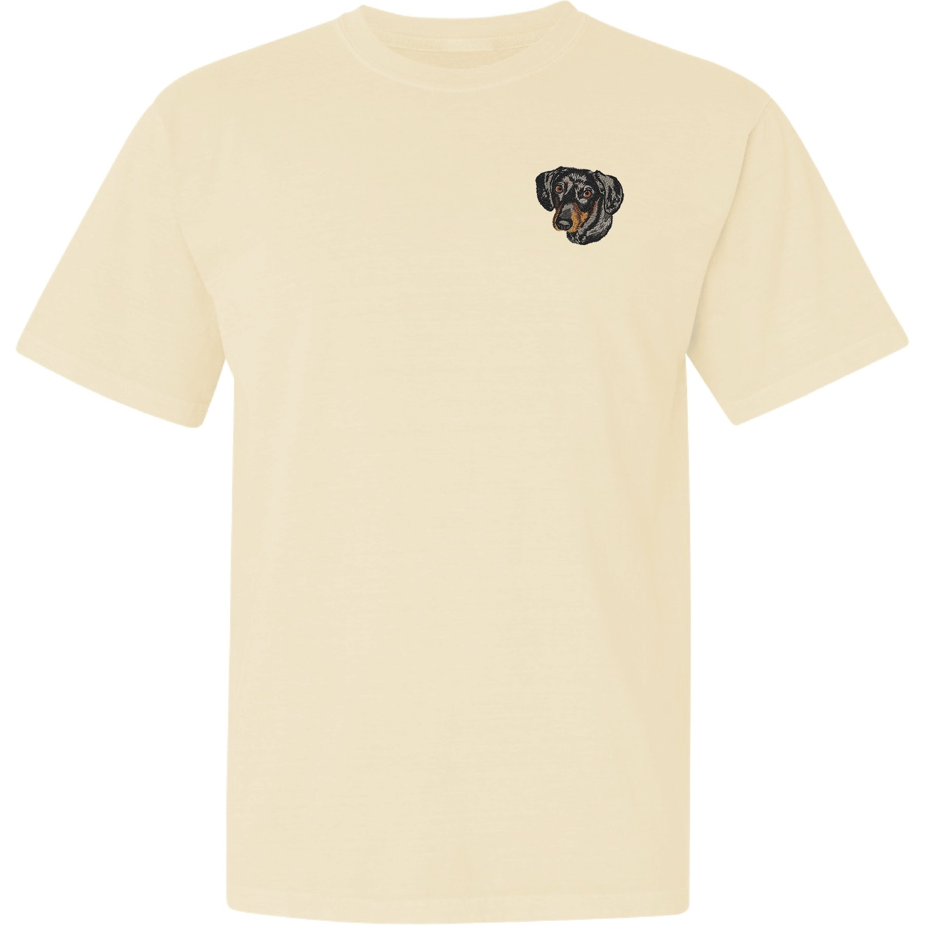 Teddy the Dog Dachshund Embroidered Classic Tee, Natural, X-Small
