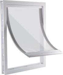 CEESC Premium PVC Plastic Indoor Dog Door with Soft Transparent Magnetic Flap & Snap-in Closing Panel, White, X-Large