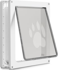 CEESC Interior & Exterior Durable Weatherproof Snap in Closing Panel Included Dog Door, White, Large
