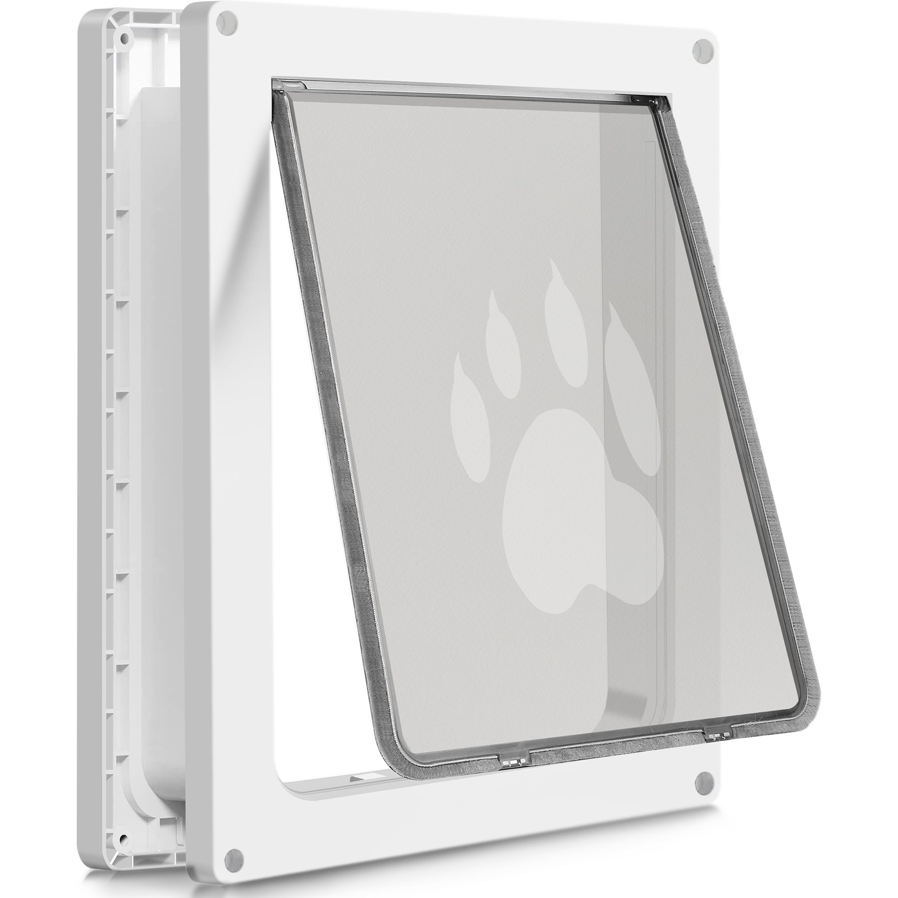 CEESC Interior & Exterior Durable Weatherproof Snap in Closing Panel Included Dog Door, White, Large