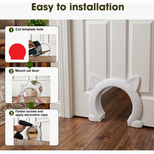 CEESC Durable Indoor Cat Door, White, Large