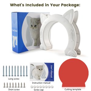 CEESC Durable Indoor Cat Door, White, Large
