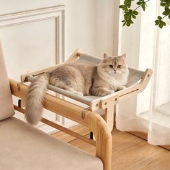 DOPZER Indoor Solid Wood Space-Saving Hanging Elevated Cat Hammock Bed, 18.5 x 15 x 8.3-in, Grey