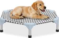 Caghash 6 Sided Elevated Raised Outdoor Dog Bed with Stainless Steel Frame, Grey, Small: 24.5 x 24.5 x 8-in