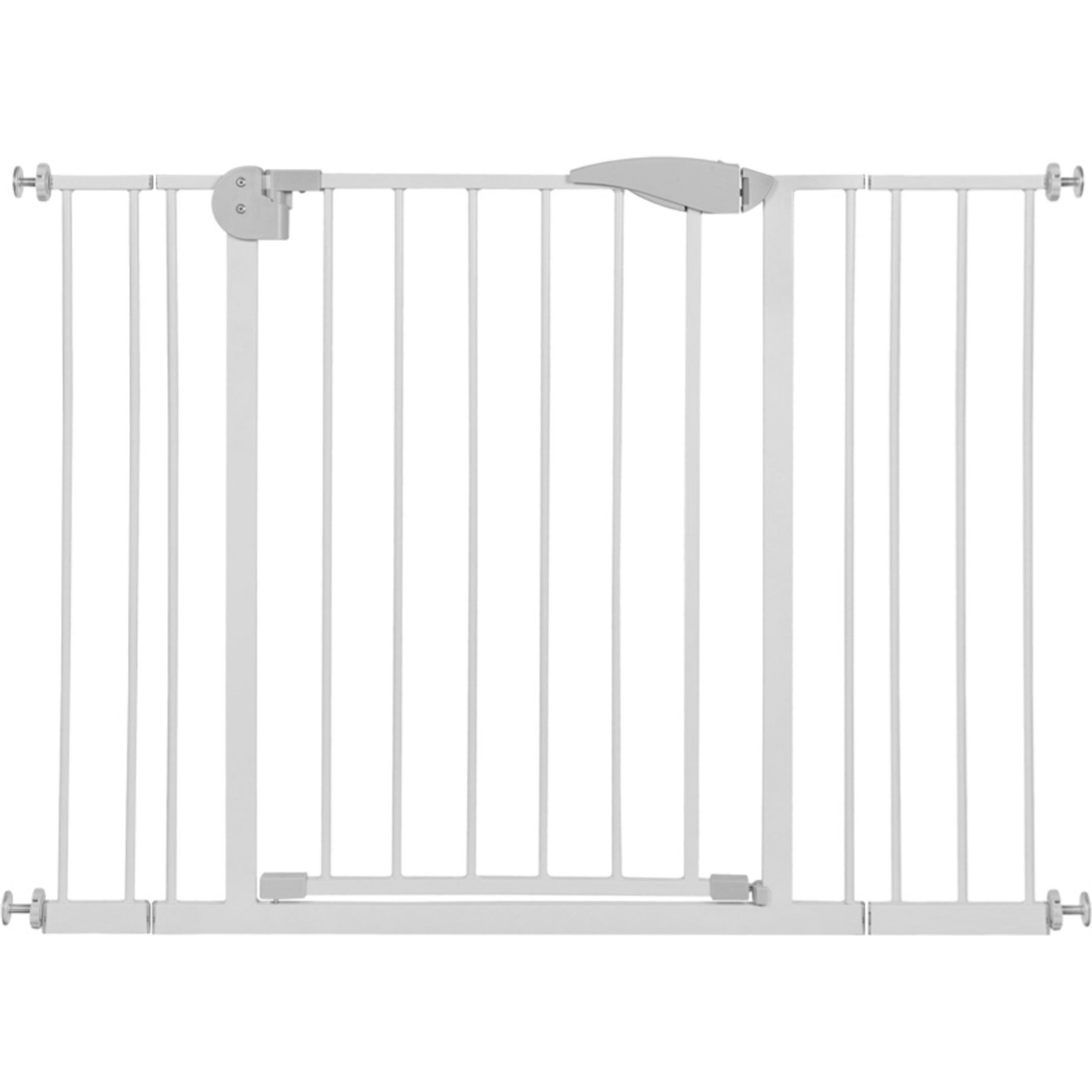 Bencmate Double Door Walk Through Metal Pressure Mounted Dog Gate, White