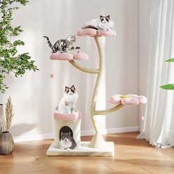 Bencmate Multi-Level Flower-Shaped 57.09-in Polyester Hanging Toy Cat Tree Tower with Blooming Platforms Bed, Pink