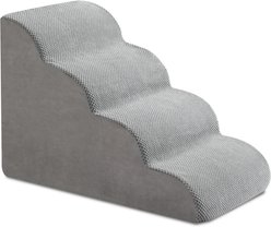 Bencmate Non-Slip Indoor Dog Stairs Ramp with Washable Cover & Foam Ladder, Grey