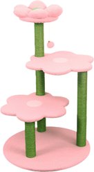Bencmate Flower Shaped Multi-Level 40-in Plush Hanging Toy Cat Tree with Scratching Posts, Pink