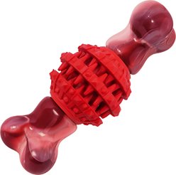 FrienHund Super Chewer Beef Flavor Nylon & Rubber Locking Chew Bone Toy, Pink/Red