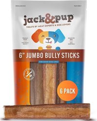Jack & Pup Odor Free 6-inch Jumbo Beef Bully Stick Dog Chew, 6 count