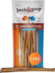 Jack & Pup Odor Free 12-inch Jumbo Beef Bully Sticks Dog Treats Chews, 3 count