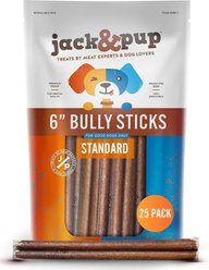 Jack & Pup Odor Free 6-inch Standard Beef Bully Stick Dog Chews, 25 count