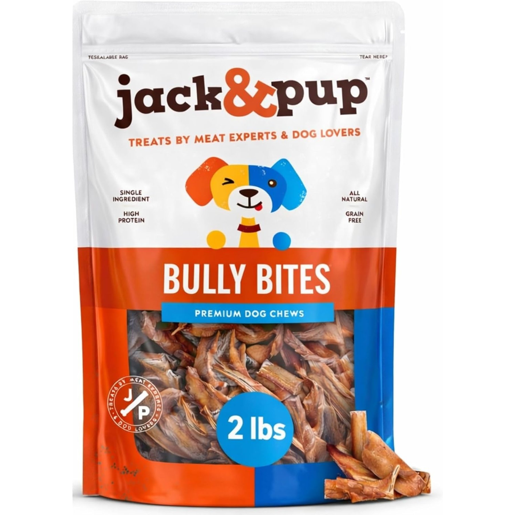 Jack & Pup Bully Bites Dog Treats, 2-lb bag