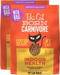 Tiki Cat Born Carnivore Indoor Health Chicken & Turkey Meal Dry Cat Food, 34-lb bundle