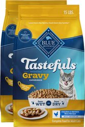 Blue Buffalo Tastefuls Irresistible Gravy Experience Adult Indoor Chicken & Brown Rice Recipe Dry Cat Food, 30-lb bundle