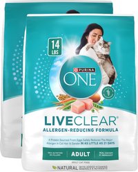 Purina ONE LiveClear Allergen-Reducing Formula Chicken Flavor Dry Cat Food, 28-lb bundle