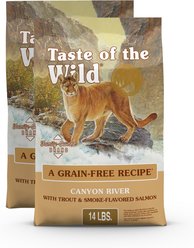 Taste of the Wild Canyon River Trout & Smoke-Flavored Salmon Grain-Free Dry Cat Food, 28-lb bundle