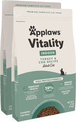 Applaws Vitality Indoor Complete & Balanced Turkey & Cod Recipe High-Protein Adult Dry Cat Food, 22-lb bundle