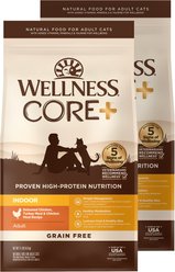 Wellness CORE+ Grain-Free Indoor Chicken, Turkey & Chicken Meal Dry Cat Food, 22-lb bundle