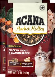 ACANA Market Medley Chicken, Trout & Salmon Recipe with Freeze-Dried Morsels Made with Chicken & Cranberry Grain-Free Indoor Adult Dry Cat Food, 18-lb bundle