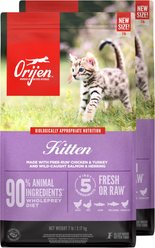 ORIJEN Kitten Grain-Free High-Protein Premium Dry Cat Food, 14-lb bundle
