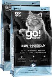 Go! Solutions Dental + Immune Health Chicken + Salmon Recipe with Grains Dry Cat Food, 12-lb bundle