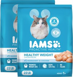 Iams Proactive Health Healthy Weight Chicken Flavor Adult Dry Cat Food, 44-lb bundle