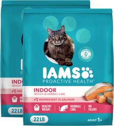 Iams ProActive Health Adult Indoor Weight & Hairball Care with Salmon Dry Cat Food, 44-lb bundle